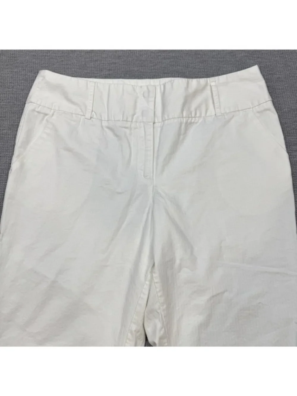 New York Company Capri Pants Womens Size 14 Off-White Slit Cuff High Rise Cotton